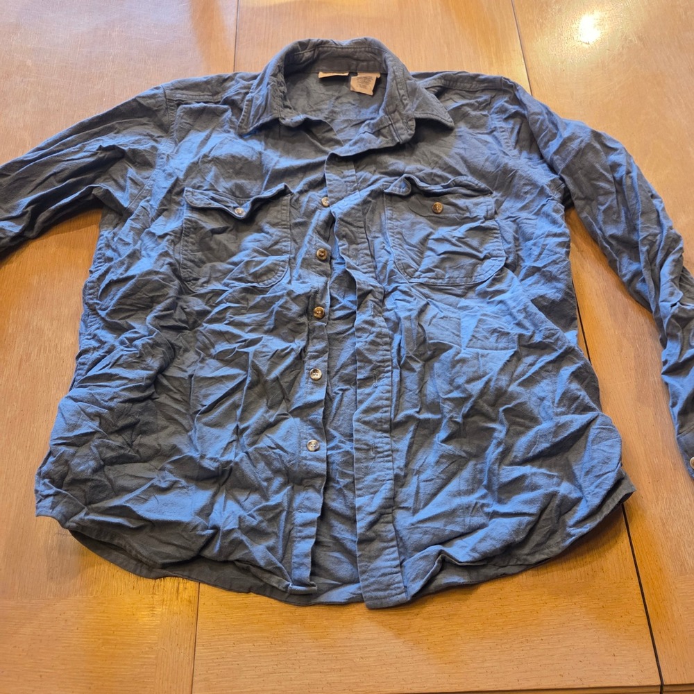 Five Brother Mens Blue Cotton Long Sleeve Work Shirt Large Made in USA 8429-SLT